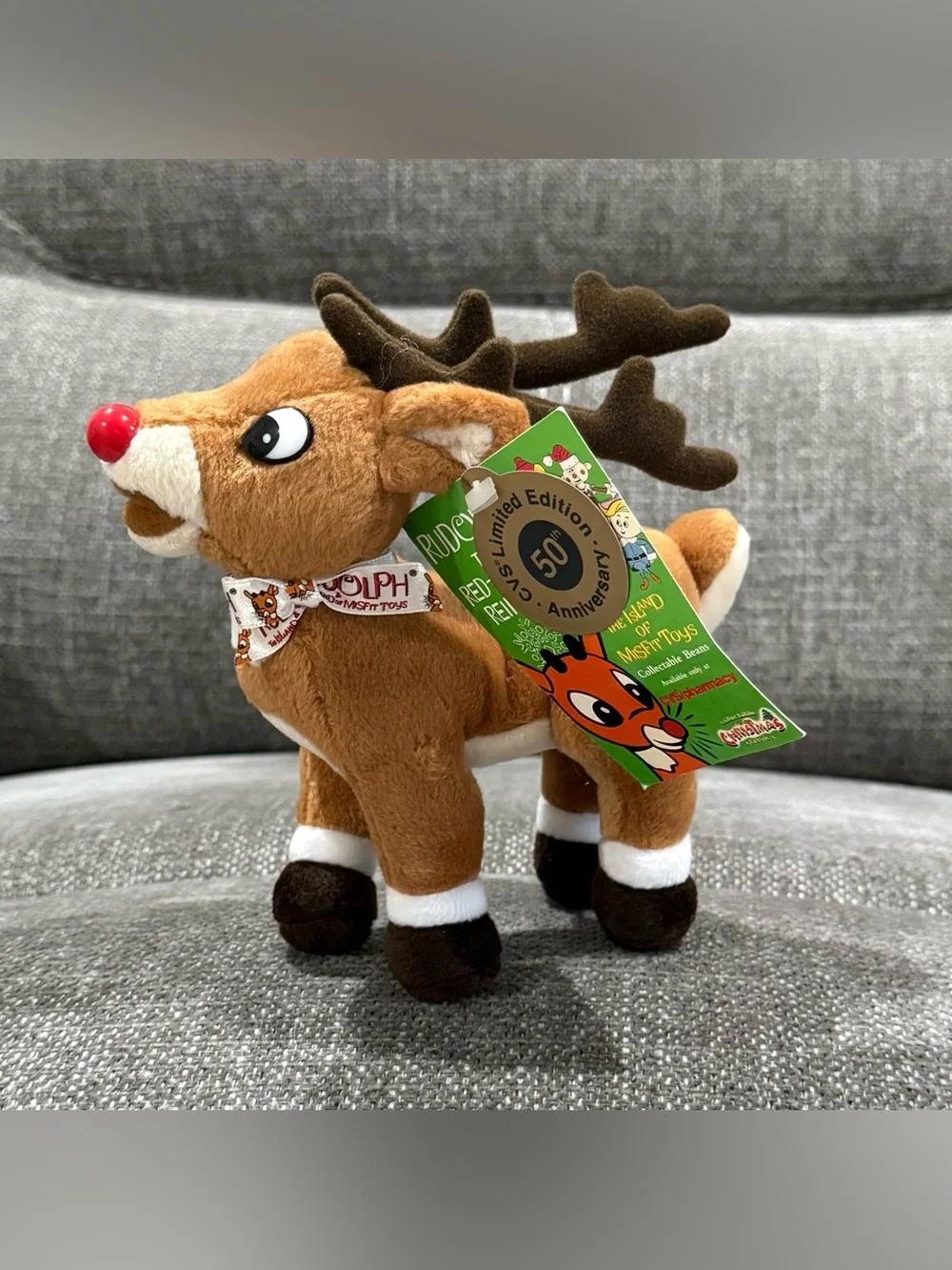 VTG 1999 Stuffins Rudolph the Red Nosed Reindeer 50th Anniversary